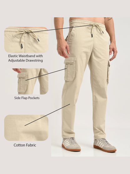 Cotton Cargo Trousers Cream
