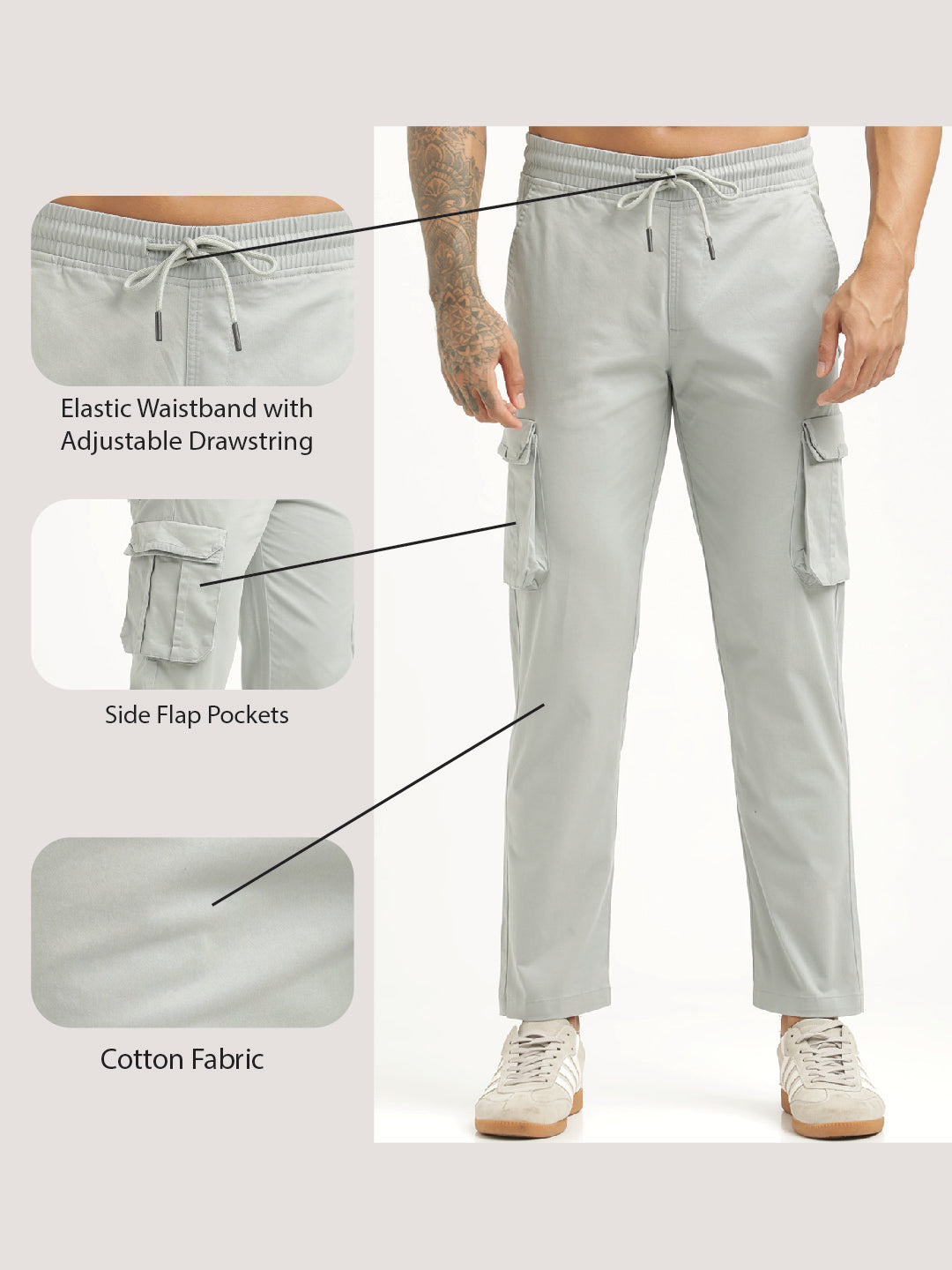 Cotton Cargo Trousers Lt Blue