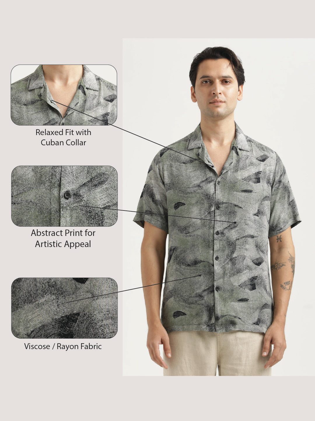 Printed Resort Shirt Lt Grey