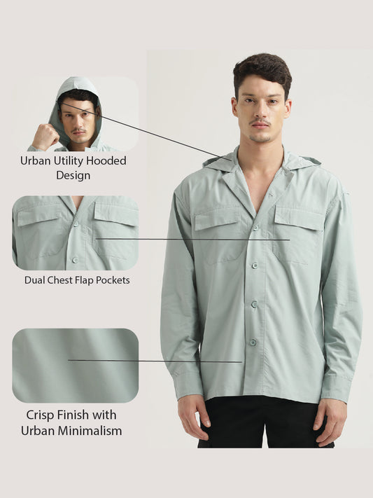 Double Pocket Drop Shoulder Shirt Lt Green