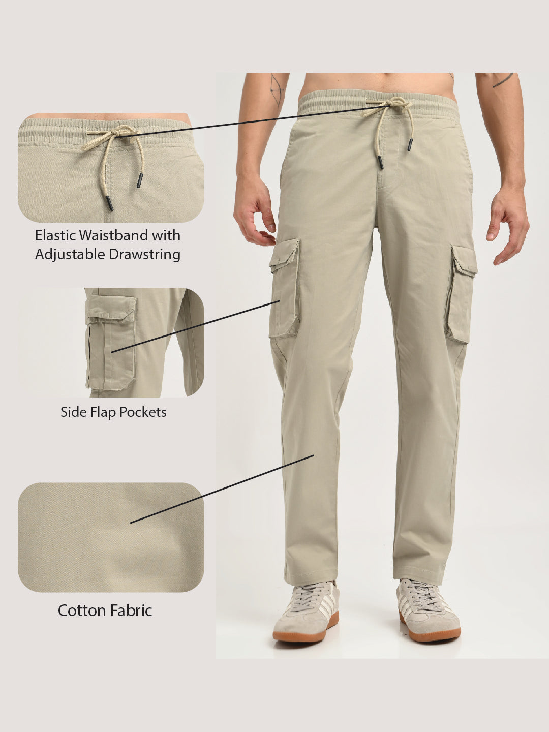 Cotton Cargo Trousers Lt Green