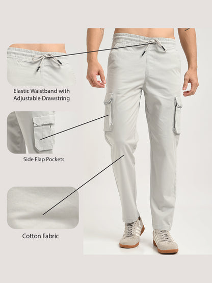 Cotton Cargo Trousers Off White