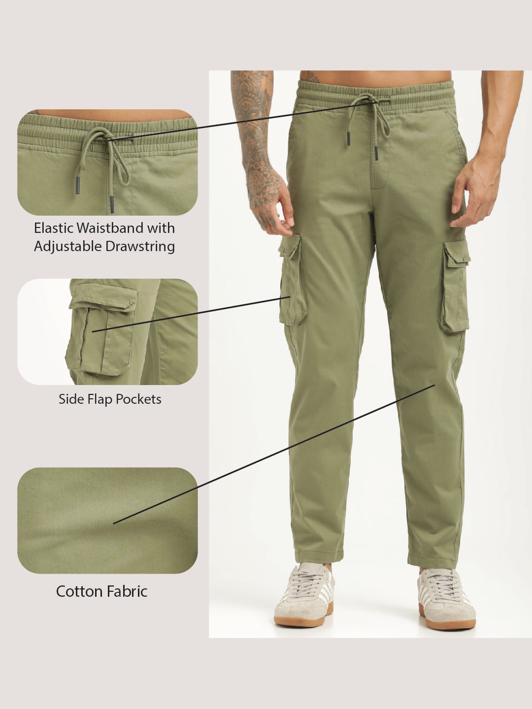 Cotton Cargo Trousers Green