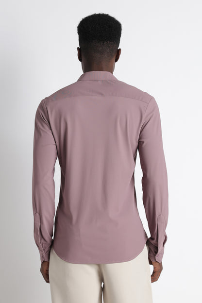 Premium Knitted Slim Fit Casual Shirt Pink