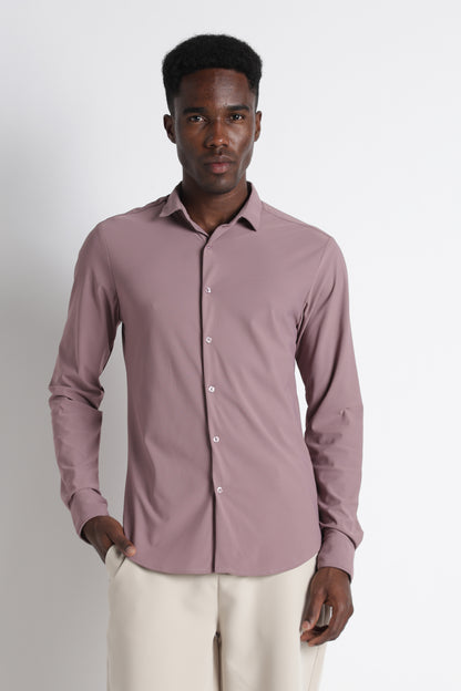 Premium Knitted Slim Fit Casual Shirt Pink