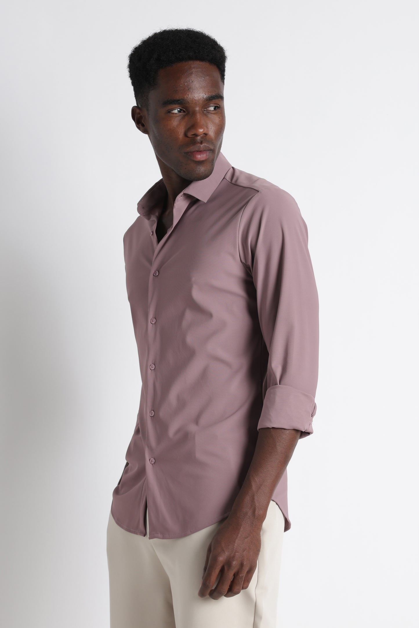 Premium Knitted Slim Fit Casual Shirt Pink
