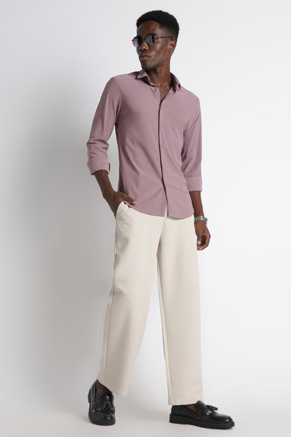 Premium Knitted Slim Fit Casual Shirt Pink