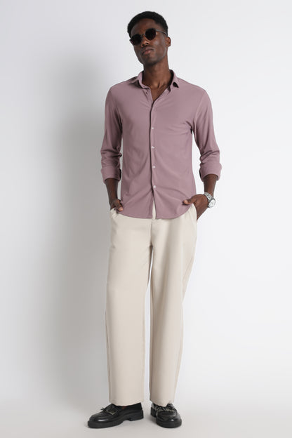 Premium Knitted Slim Fit Casual Shirt Pink