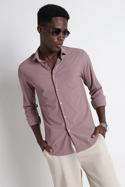 Premium Knitted Slim Fit Casual Shirt Pink