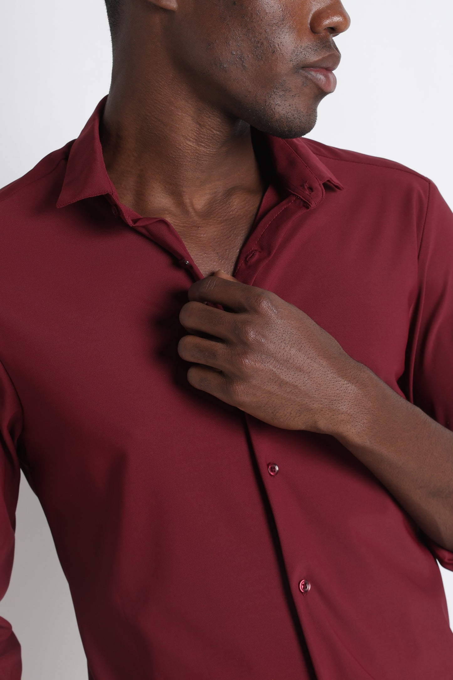 Premium Knitted Slim Fit Casual Shirt Maroon