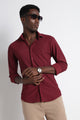 Premium Knitted Slim Fit Casual Shirt Maroon