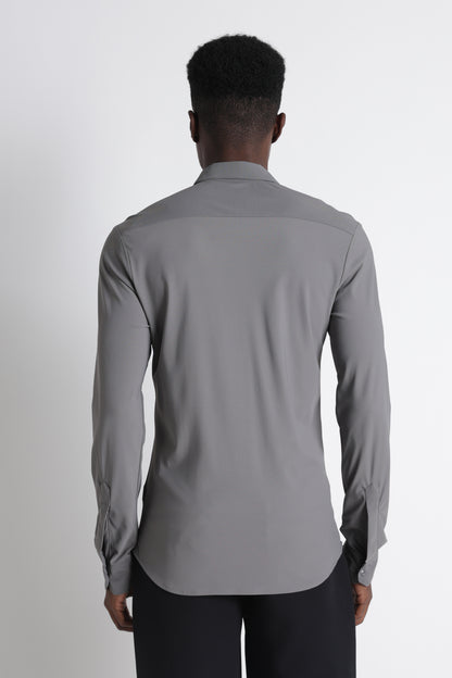 Premium Knitted Slim Fit Casual Shirt Grey