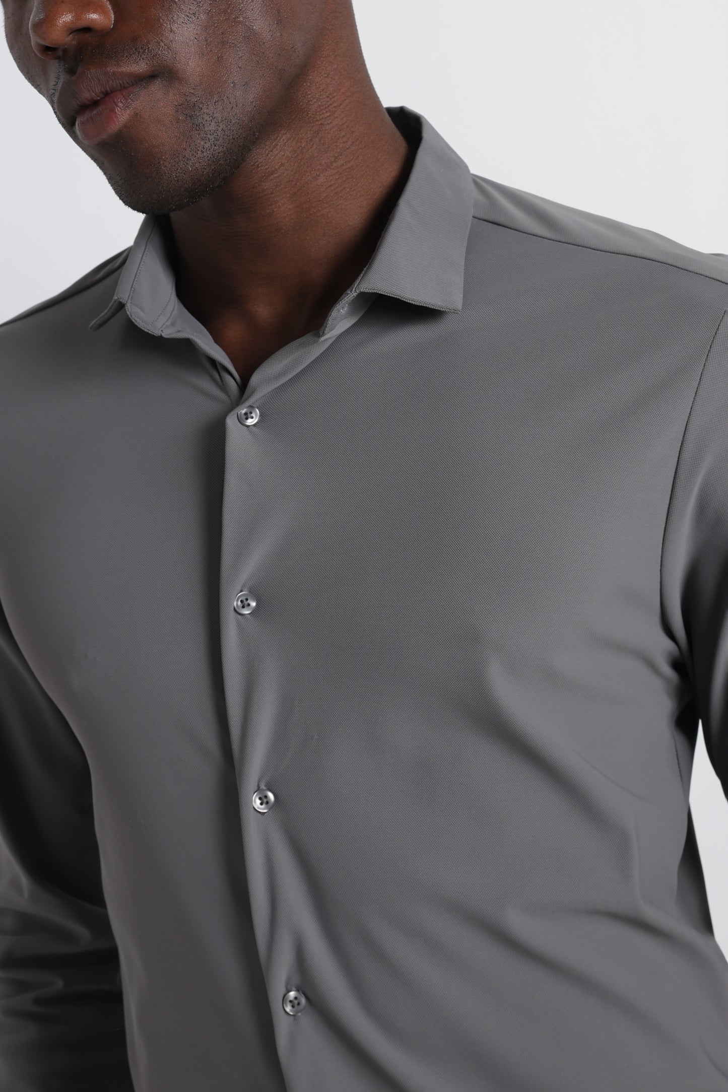 Premium Knitted Slim Fit Casual Shirt Grey