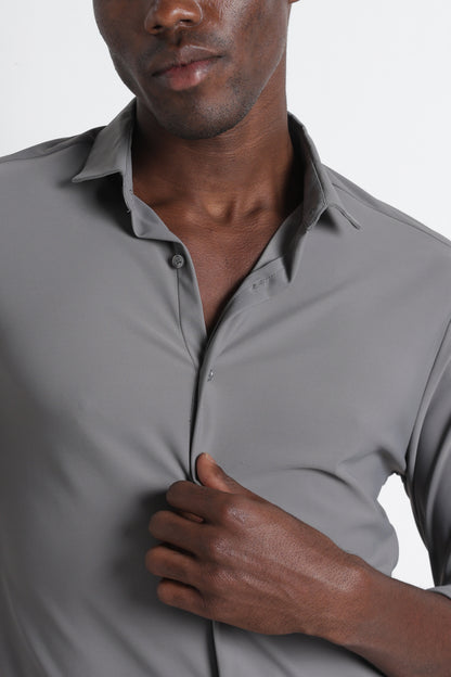 Premium Knitted Slim Fit Casual Shirt Grey