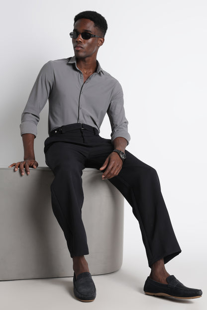 Premium Knitted Slim Fit Casual Shirt Grey