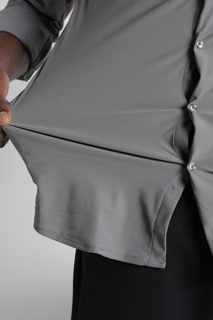 Premium Knitted Slim Fit Casual Shirt Grey