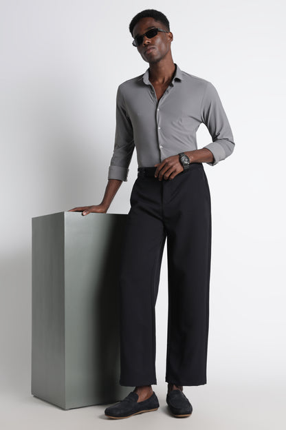Modern Casual Trousers with Belt Detail Navy