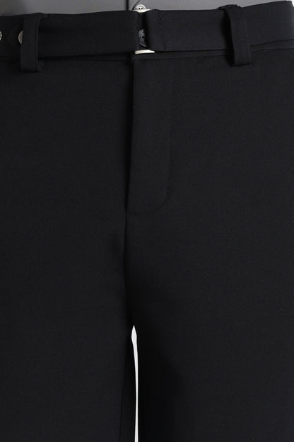 Modern Casual Trousers with Belt Detail Navy