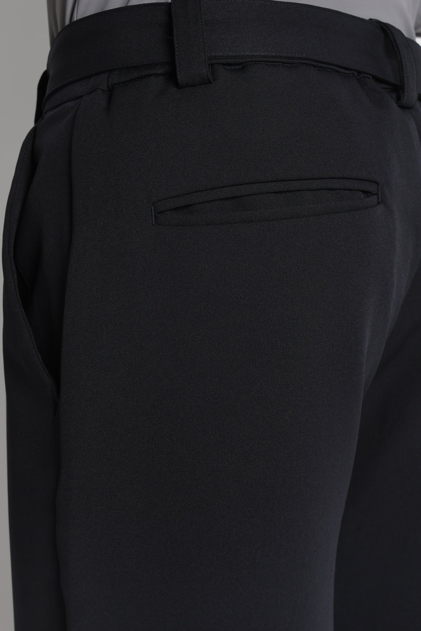 Modern Casual Trousers with Belt Detail Navy