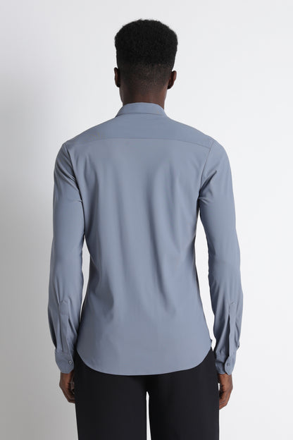 Premium Knitted Slim Fit Casual Shirt Blue