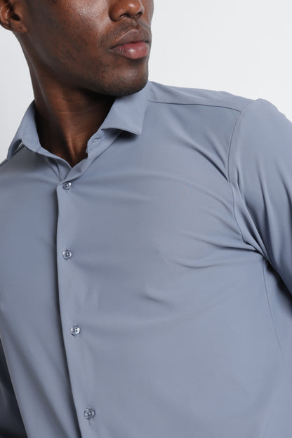 Premium Knitted Slim Fit Casual Shirt Blue