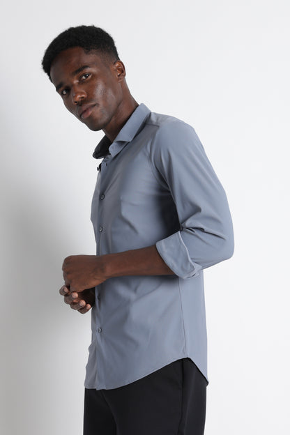 Premium Knitted Slim Fit Casual Shirt Blue