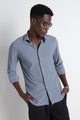 Premium Knitted Slim Fit Casual Shirt Blue