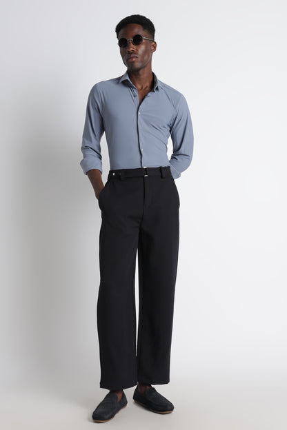 Premium Knitted Slim Fit Casual Shirt Blue