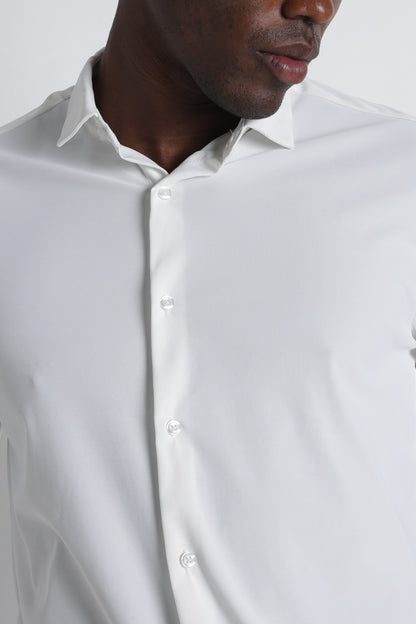 Premium Knitted Slim Fit Casual Shirt White