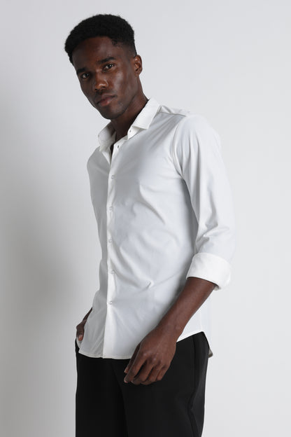 Premium Knitted Slim Fit Casual Shirt White