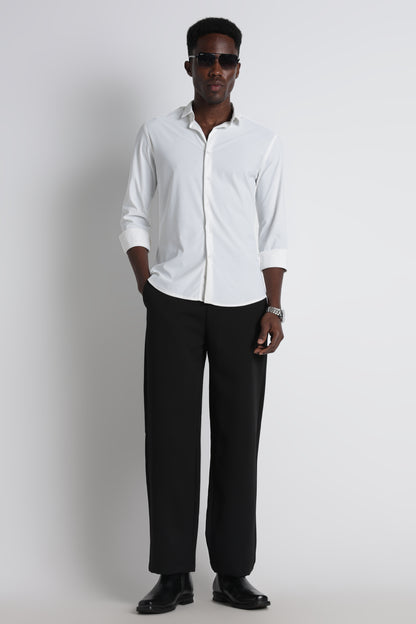 Premium Knitted Slim Fit Casual Shirt White