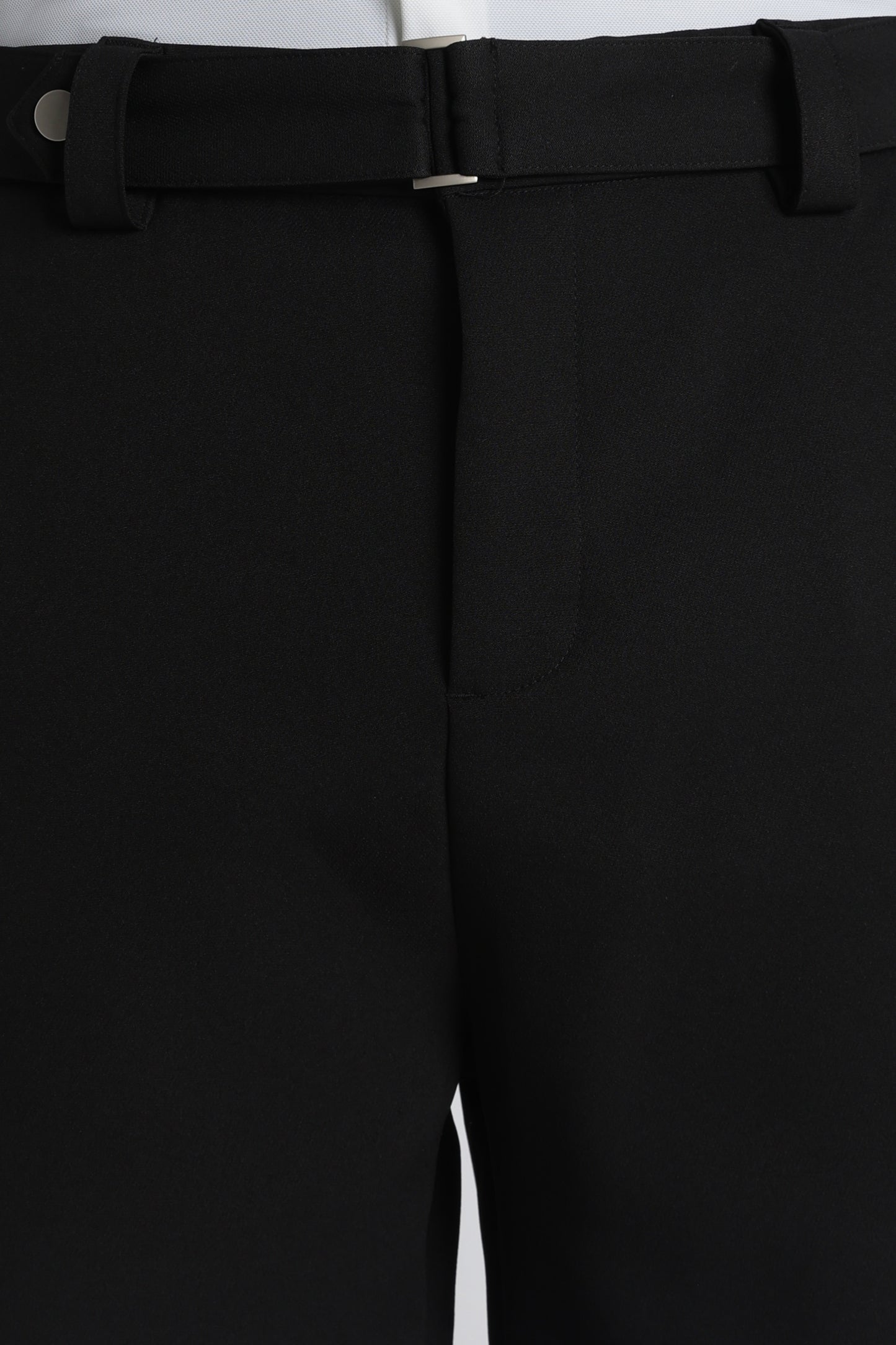 Modern Casual Trousers with Belt Detail Black