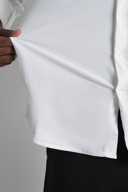 Premium Knitted Slim Fit Casual Shirt White