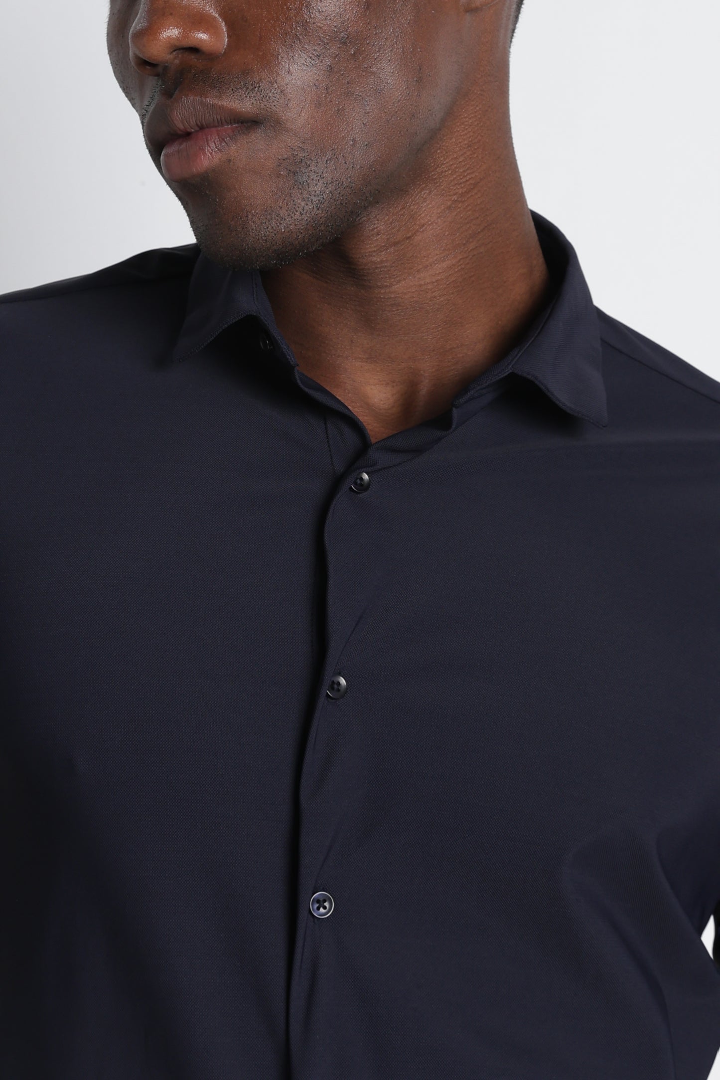 Premium Knitted Slim Fit Casual Shirt Navy