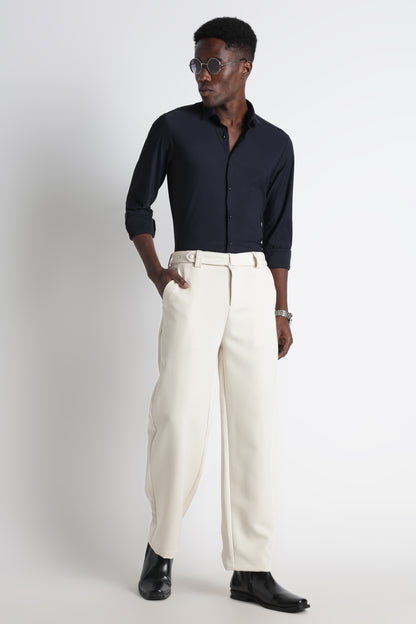 Premium Knitted Slim Fit Casual Shirt Navy