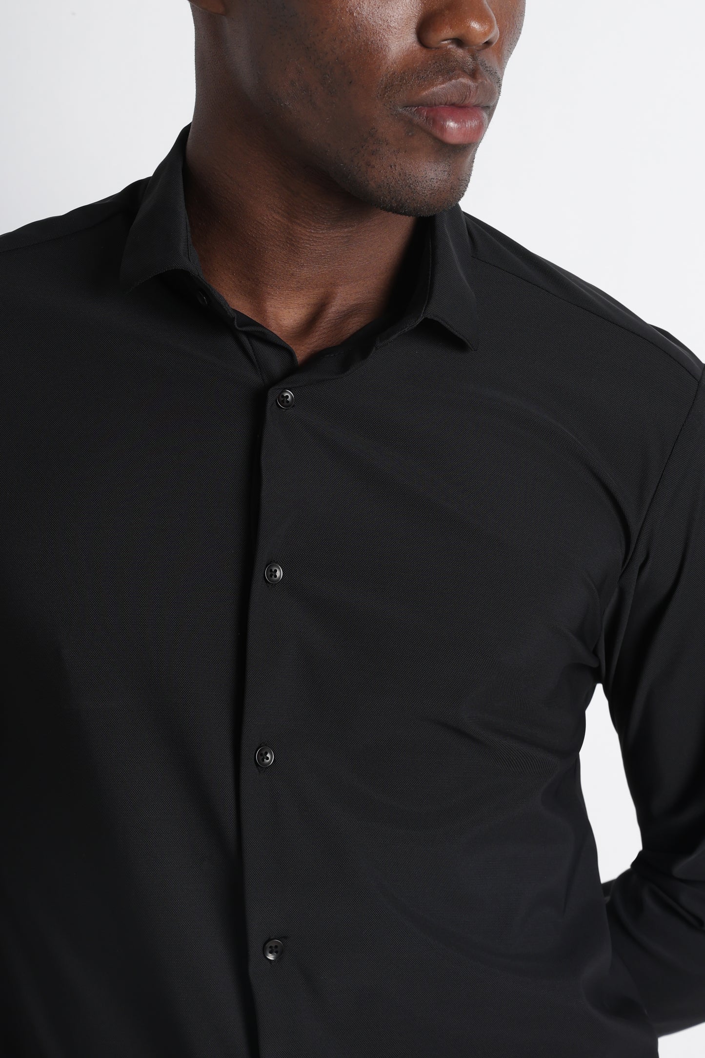Premium Knitted Slim Fit Casual Shirt Black