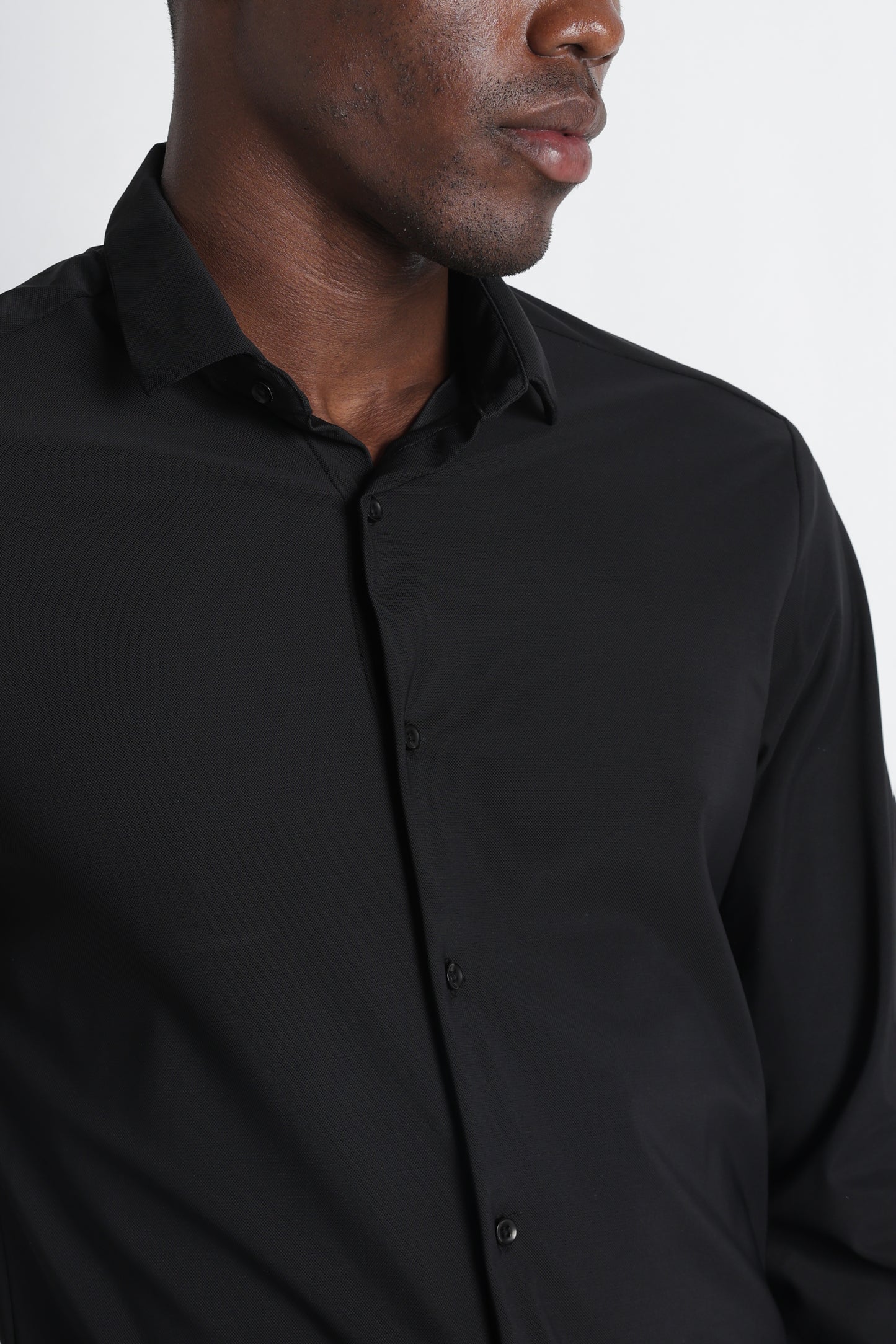 Premium Knitted Slim Fit Casual Shirt Black