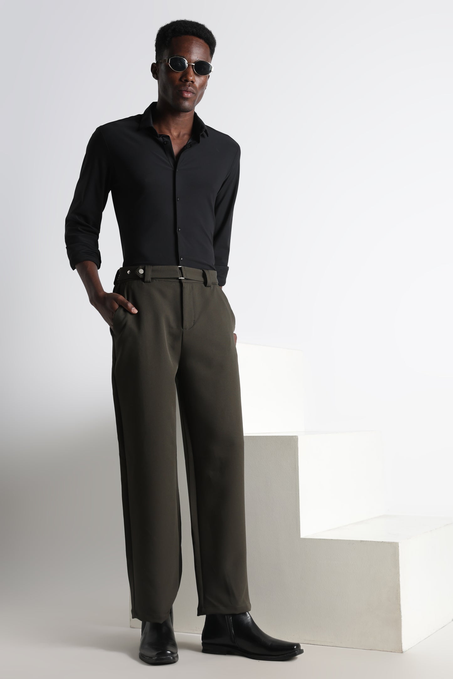 Premium Knitted Slim Fit Casual Shirt Black