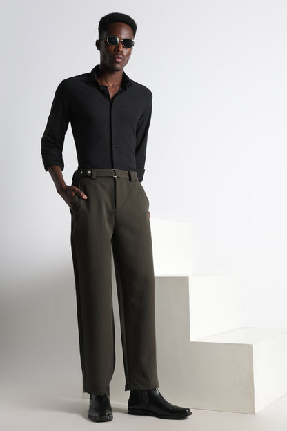 Premium Knitted Slim Fit Casual Shirt Black