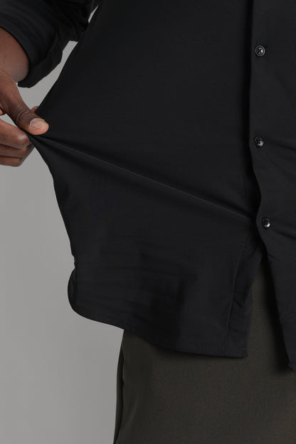 Premium Knitted Slim Fit Casual Shirt Black