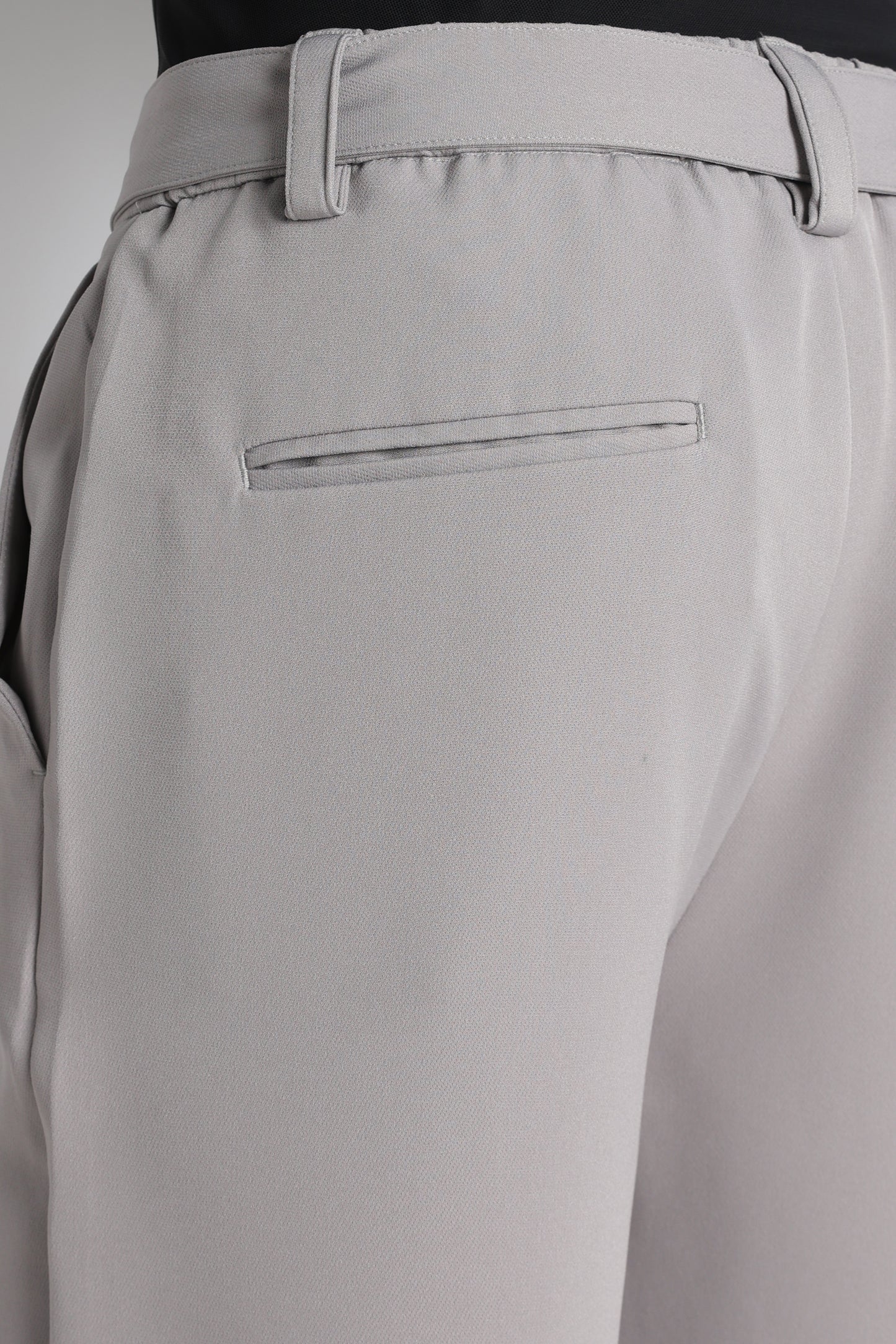 Modern Casual Trousers with Belt Detail Grey