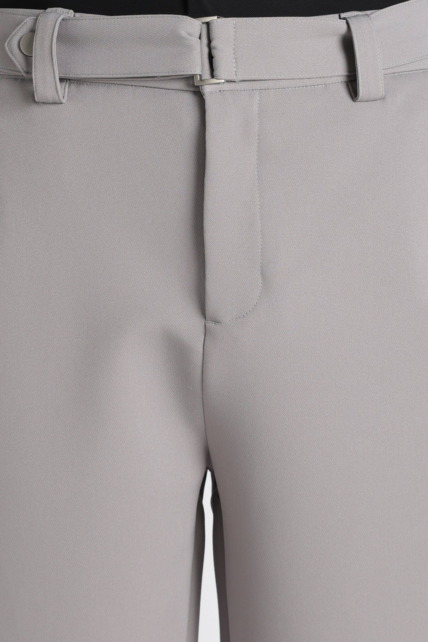 Modern Casual Trousers with Belt Detail Grey