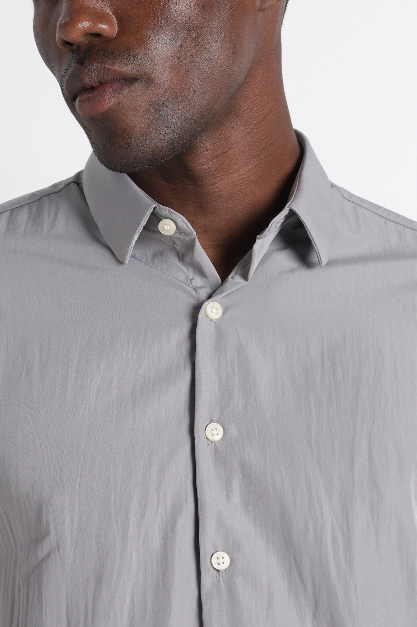 Back Graphic Slim Fit Casual Shirt Grey