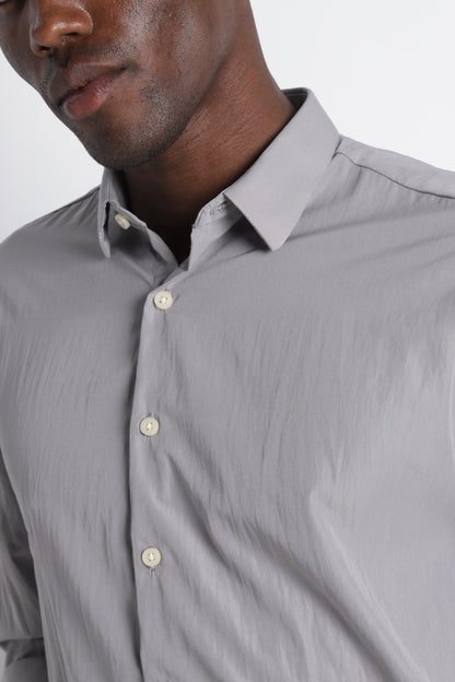 Back Graphic Slim Fit Casual Shirt Grey