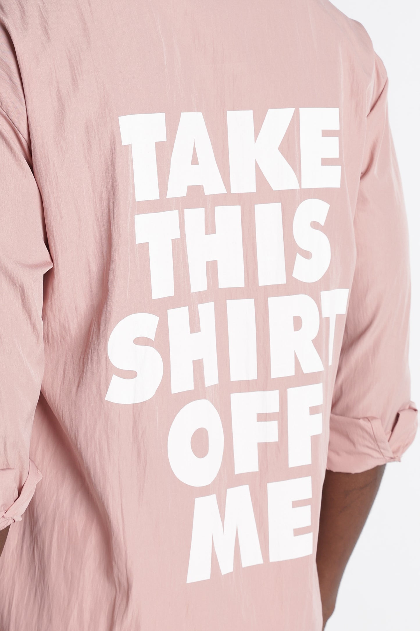 Back Graphic Slim Fit Casual Shirt Pink