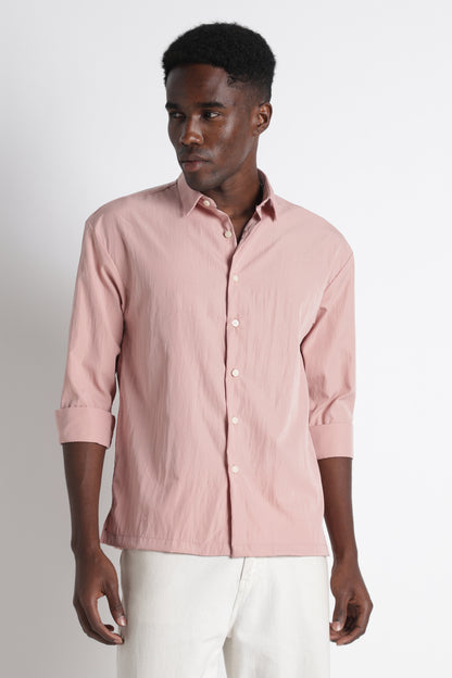 Back Graphic Slim Fit Casual Shirt Pink