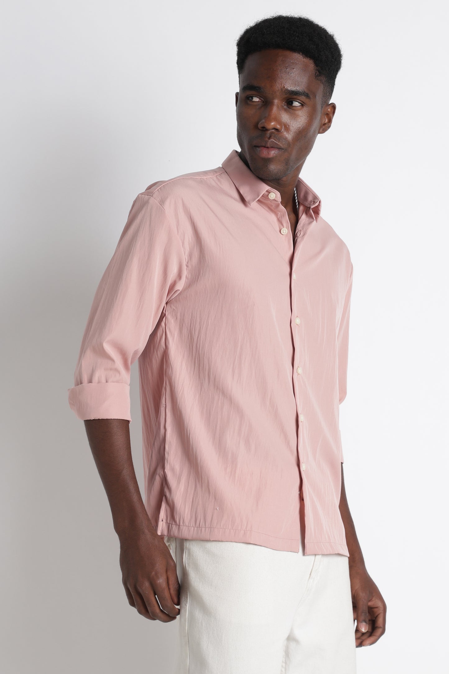 Back Graphic Slim Fit Casual Shirt Pink