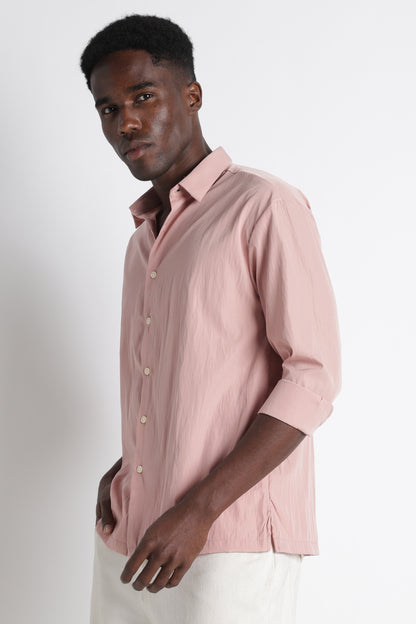 Back Graphic Slim Fit Casual Shirt Pink