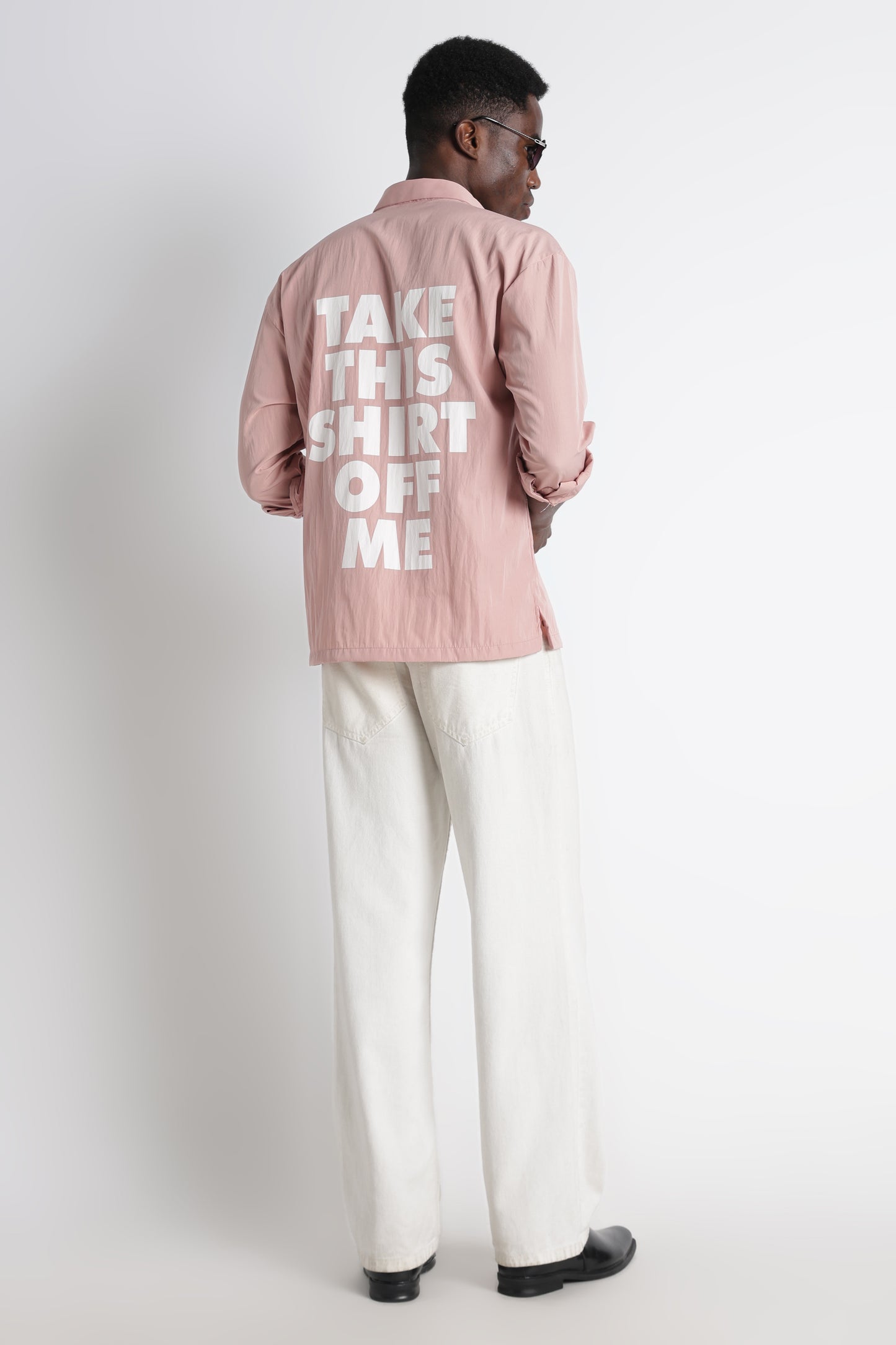 Back Graphic Slim Fit Casual Shirt Pink