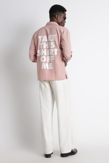 Back Graphic Slim Fit Casual Shirt Pink